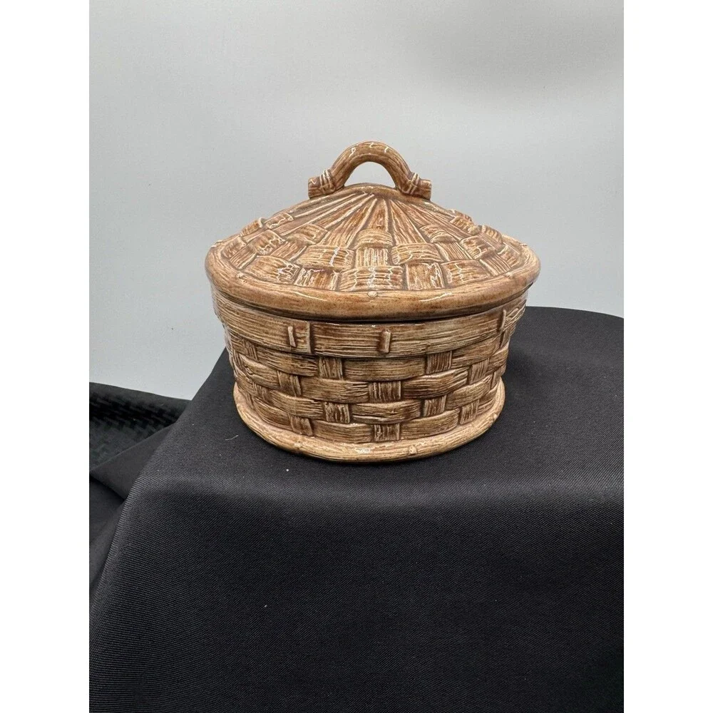 Ceramic Cookie Jar In The Shape Of A Basket
